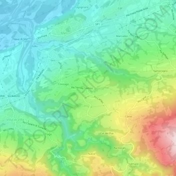 Carte topographique Tremea, altitude, relief