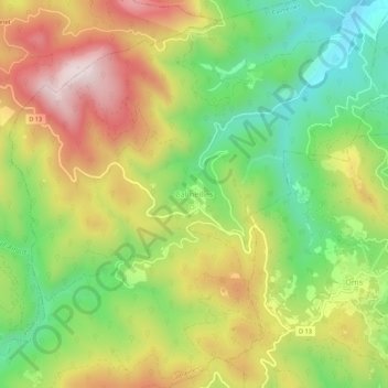 Carte topographique Calmeilles, altitude, relief