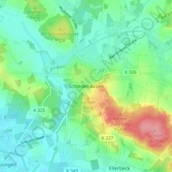 Carte topographique Schledehausen, altitude, relief
