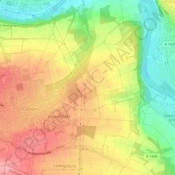 Carte topographique Loß, altitude, relief