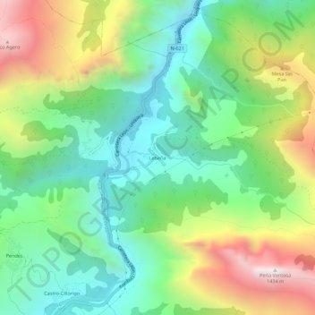 Carte topographique Lebeña, altitude, relief