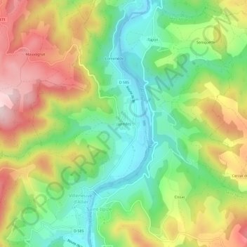 Carte topographique Jazindes, altitude, relief