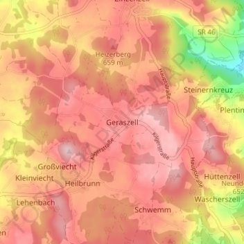 Carte topographique Geraszell, altitude, relief
