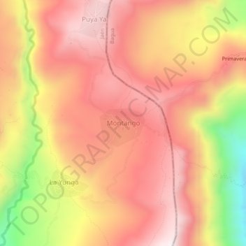 Carte topographique Montango, altitude, relief