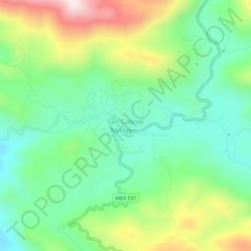 Carte topographique San Gabriel Mixtepec, altitude, relief