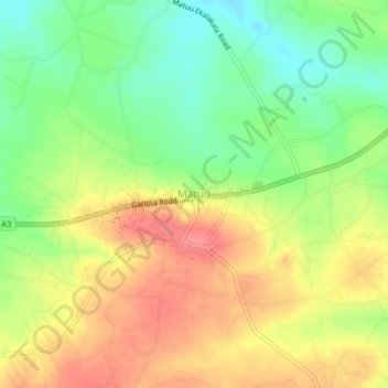 Carte topographique Matuu, altitude, relief