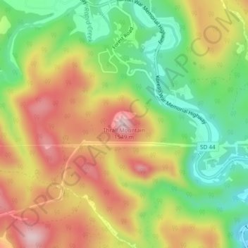 Carte topographique Thrall Mountain, altitude, relief