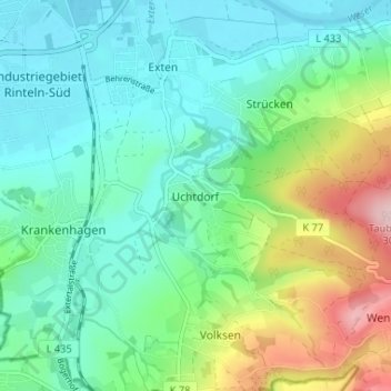 Carte topographique Uchtdorf, altitude, relief