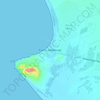 Carte topographique Puerto Malabrigo, altitude, relief