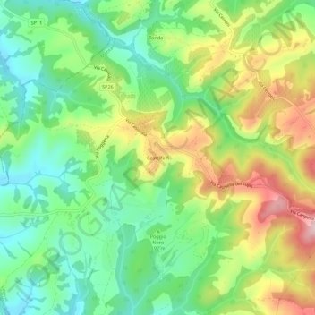 Carte topographique Castelfalfi, altitude, relief