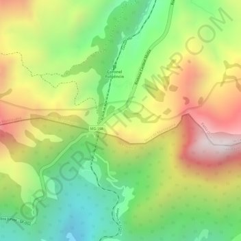 Carte topographique Plateau brésilien, altitude, relief