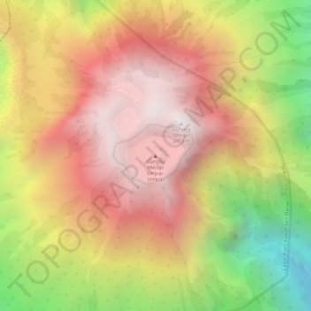 Carte topographique Merapi Volcano, altitude, relief
