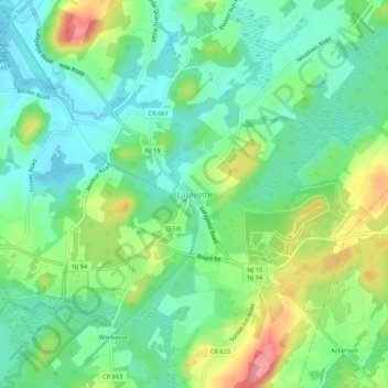Carte topographique Lafayette, altitude, relief