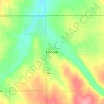 Carte topographique Madden, altitude, relief