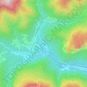 Carte topographique Ciamber, altitude, relief