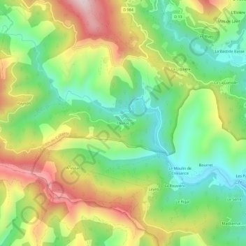 Carte topographique Thonas, altitude, relief
