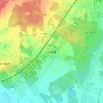 Carte topographique Bülzig, altitude, relief