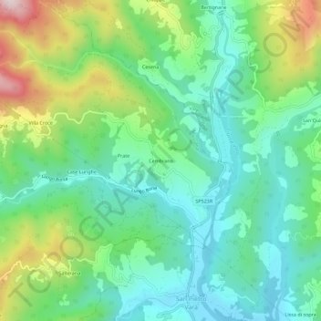 Carte topographique Cembrano, altitude, relief