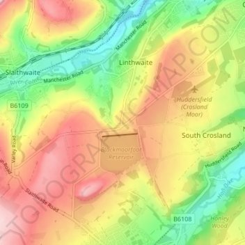 Carte topographique Blackmoorfoot, altitude, relief