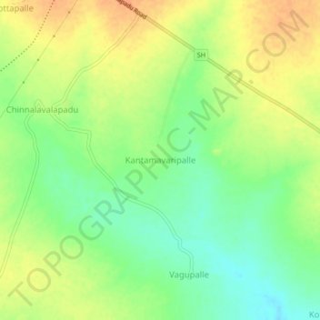 Carte topographique Kantamavaripalle, altitude, relief