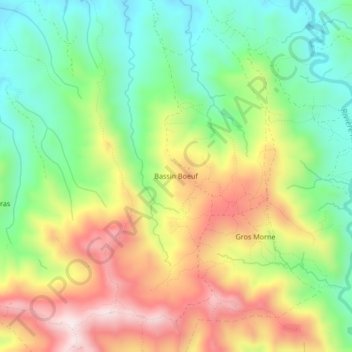 Carte topographique Bassin Boeuf, altitude, relief