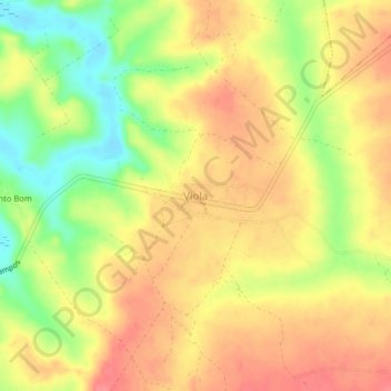 Carte topographique Viola, altitude, relief