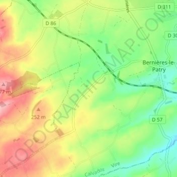 Carte topographique Noron, altitude, relief