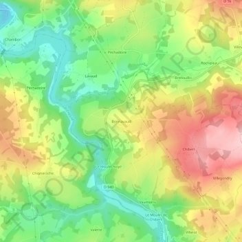 Carte topographique Bonnavaud, altitude, relief
