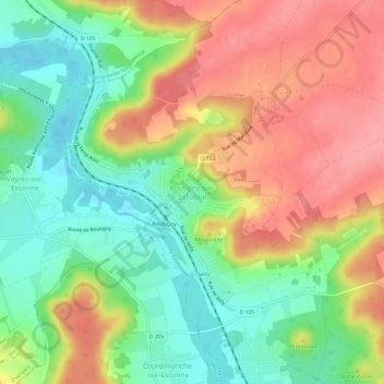 Carte topographique Boutigny-sur-Essonne, altitude, relief