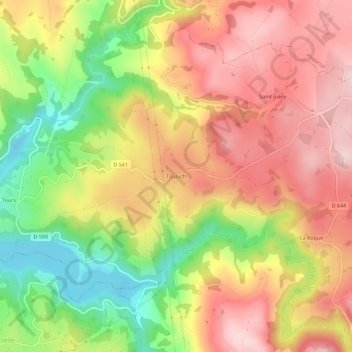 Carte topographique Touluch, altitude, relief