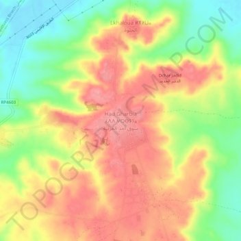 Carte topographique Had Gharbia, altitude, relief
