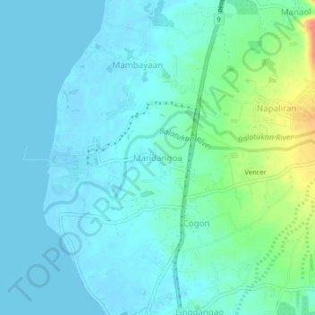 Carte topographique Mandangoa, altitude, relief