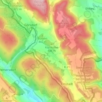 Carte topographique Truckendorf, altitude, relief