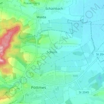 Carte topographique Schorn, altitude, relief