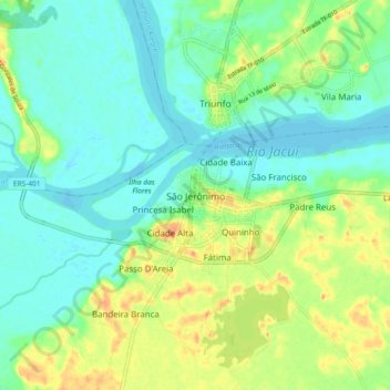 Carte topographique São Jerônimo, altitude, relief