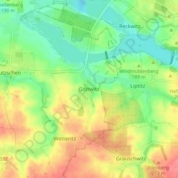 Carte topographique Göttwitz, altitude, relief