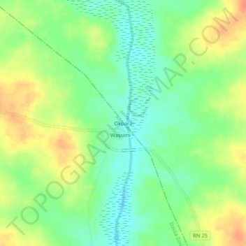 Carte topographique Okpara, altitude, relief