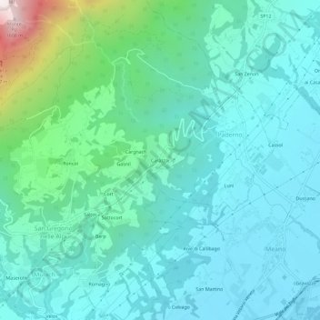 Carte topographique Carazzai, altitude, relief