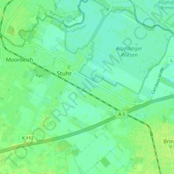 Carte topographique Stuhrbaum, altitude, relief