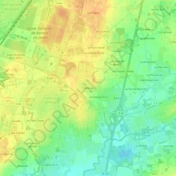 Carte topographique Fontenay, altitude, relief