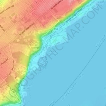 Carte topographique Anse au Foulon, altitude, relief