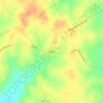 Carte topographique Carlton, altitude, relief