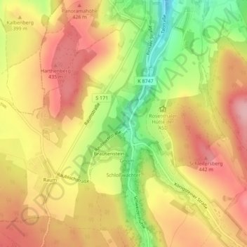 Carte topographique Topograph, altitude, relief