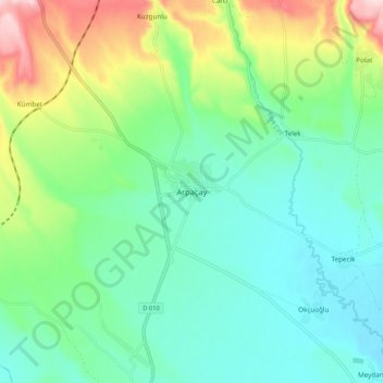 Carte topographique Arpaçay, altitude, relief