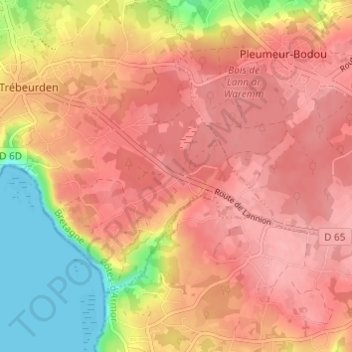 Carte topographique Croas Golou, altitude, relief