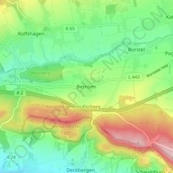 Carte topographique Bernsen, altitude, relief
