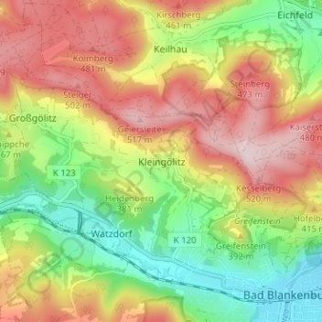 Carte topographique Kleingölitz, altitude, relief