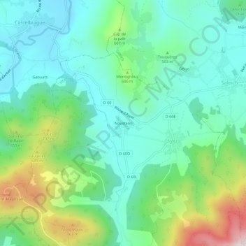 Carte topographique Noustens, altitude, relief