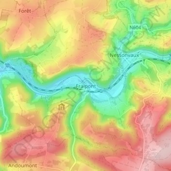 Carte topographique Fraipont, altitude, relief