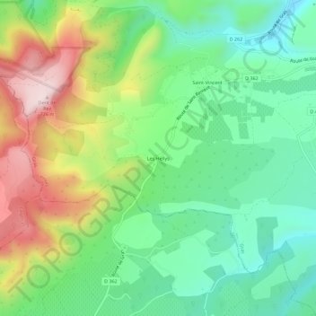 Carte topographique Les Hellys, altitude, relief